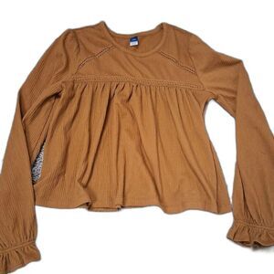 Old Navy Girls Carmel Colored Long Sleeve Boho Blouse Size XL 14-16